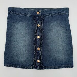 NWT Cynthia Rowley Girl’s Mix & Match Denim Ruffle Snap Skirt Blue Size 10/12